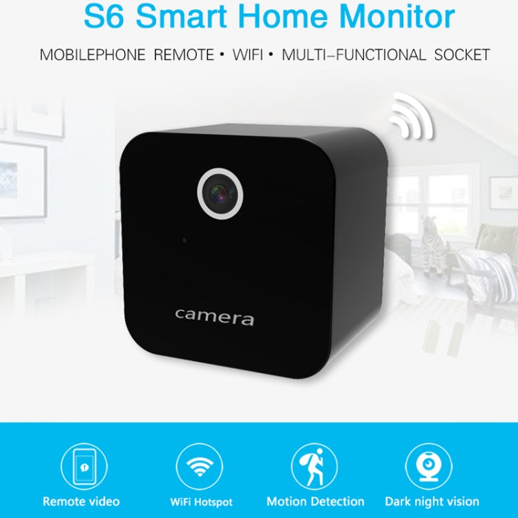 S6 Smart Home Monitor, Built-in Microphone, Supports WIFI &155 degree Wide-angle Lens & TF Card & USB & Plug