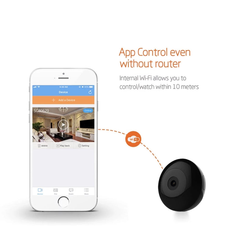 C2 Mini 1280 x 720P WiFi IP Camera, Support Infrared Night Vision & Motion Detection & TF Card(Black)