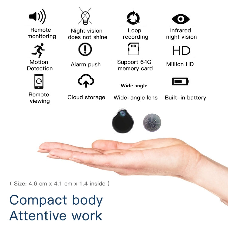 H13 1080P Droplet Design Mini Infrared Night Vision Camera (Black)
