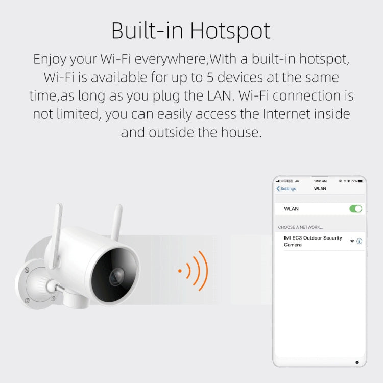 IMILAB EC3 WiFi Smart Home Security Human Detection IP Camera, Built-in Hotspot (White)