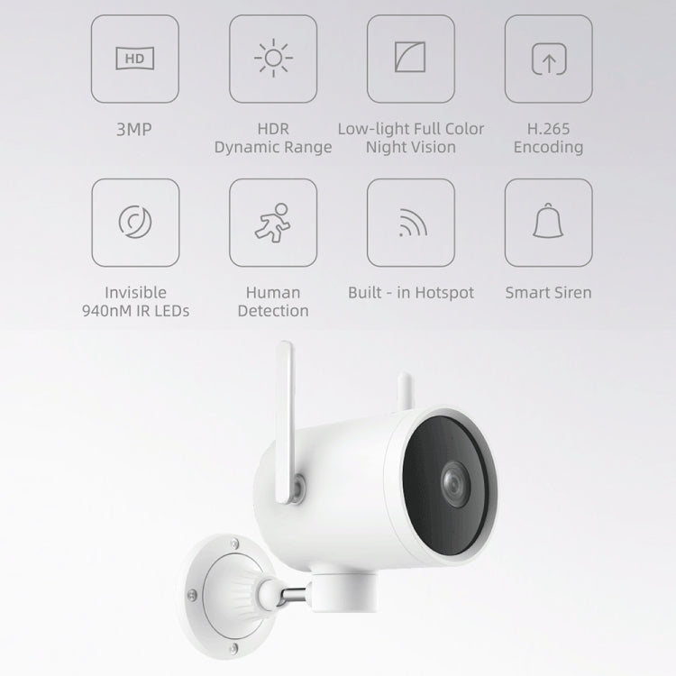 IMILAB EC3 WiFi Smart Home Security Human Detection IP Camera, Built-in Hotspot (White)
