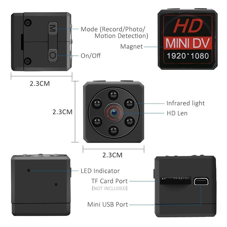 MD18A 1080P Smart Camera Digital Home Video Camera, Support Infrared Night Vision / Motion Detection / TF Card