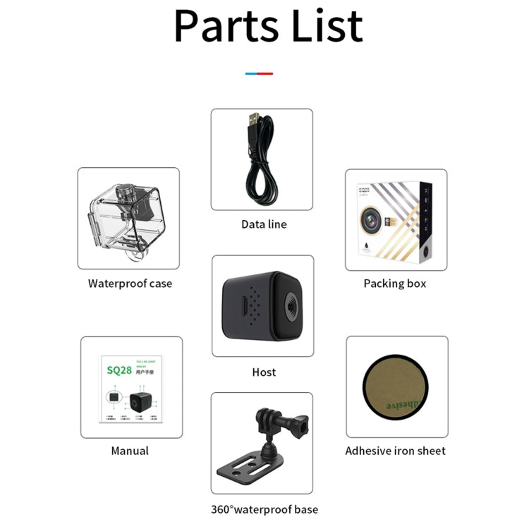 SQ28 1080P Mini Waterproof HD Smart Camera, Support Night Vision & Motion Detection