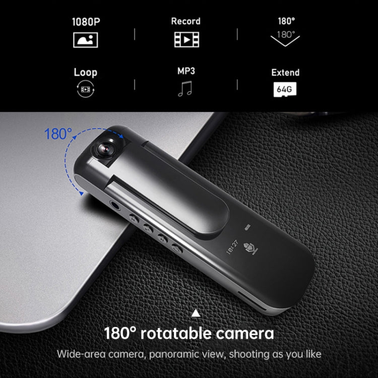 009 1080P 180 Degree Rotatable Lens Portable Recording Camera Video Recorder with Display, Support Loop Recording & MP3 & 8-64GB TF Card