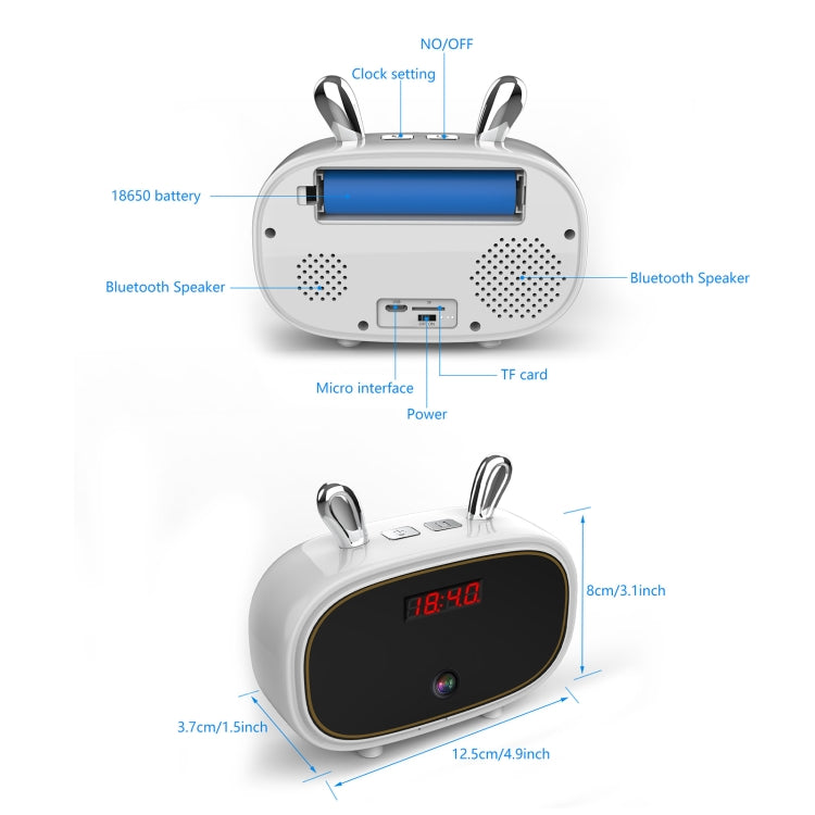 F11 Bluetooth Speaker Wireless Camera with Clock Display, Support Night Vision / Motion Detection / TF Card