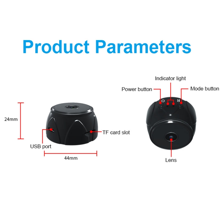 WD8S Wireless Smart Mini Camera, Support Infrared Night Vision & Motion Detection(Black)
