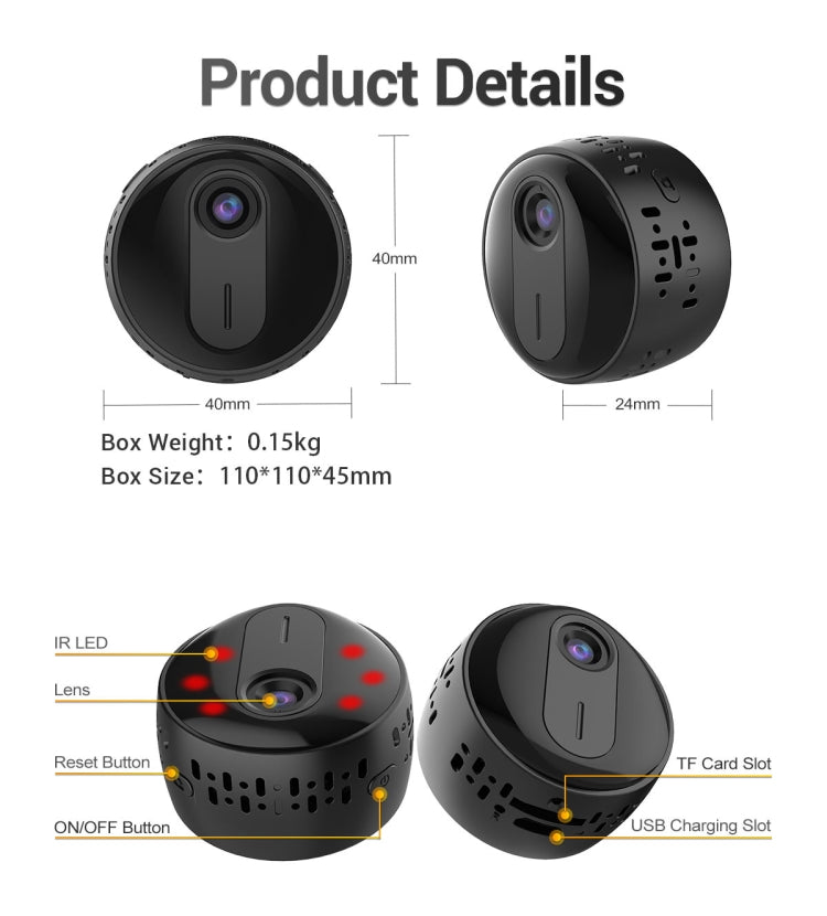 G30 HD 1080P WiFi IP Camera, Support Night Vision & Motion Detection & TF Card (Black)
