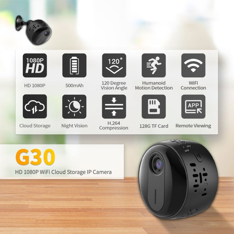 G30 HD 1080P WiFi IP Camera, Support Night Vision & Motion Detection & TF Card (Black)