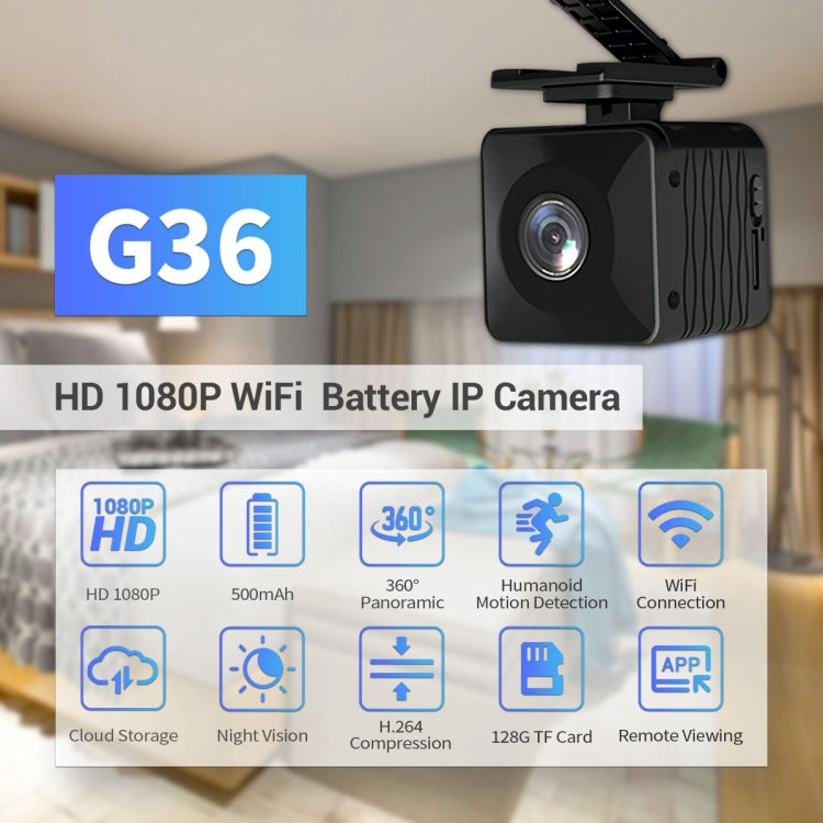 G36 HD 1080P WiFi IP Camera, Support Night Vision & Motion Detection & TF Card (Black)