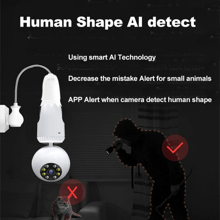 DP20 360 Degrees Rotation 2.0 Million Pixels Wireless Bulb Shape Camera, Support Motion Detection & Infrared Night Vision & Two-way Audio & TF Card(White)