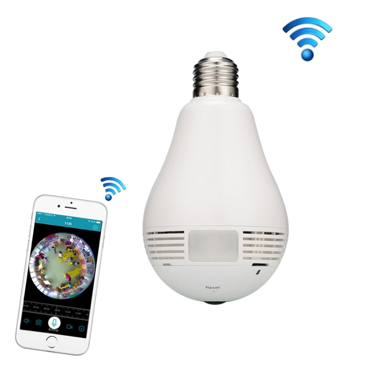 EC7-J8 1.3MP 360 Degree Bulb Lamp Network Panoramic Camera Wireless WiFi Smart Security Camera, Support Monitor Detection & Voice intercom & 128GB Micro SD Card(White)