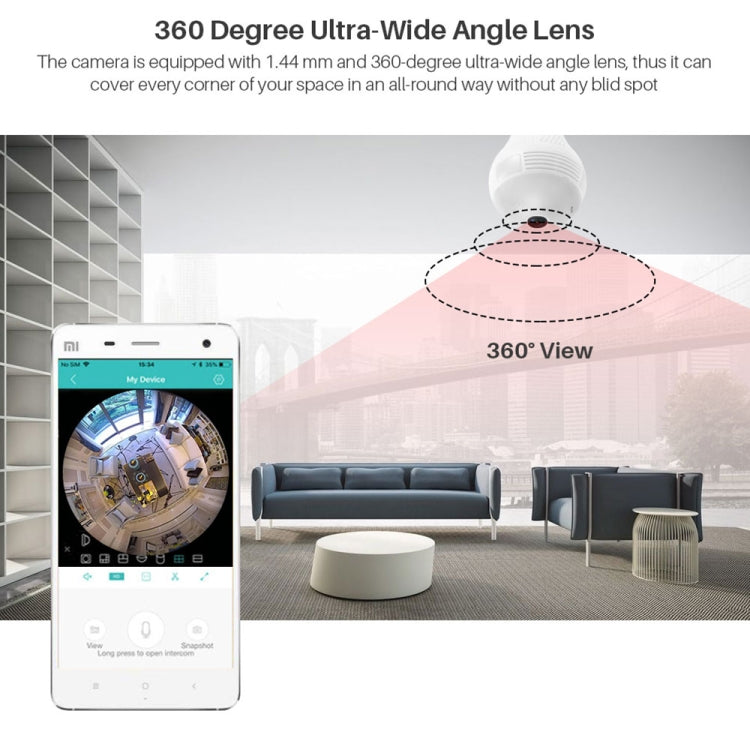 B3 1.3 Million Pixel Home Smart WiFi Panoramic Light Bulb Camera