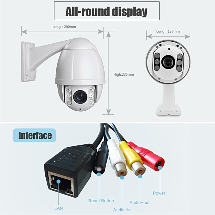 Bosesh-SD27W 1/2.8 inch Sony 222 P2P H.264 IR-Cut Night Vision Motion Detection Waterproof 2.4GHz WiFi IP Dome Camera, IR Distance: 60m
