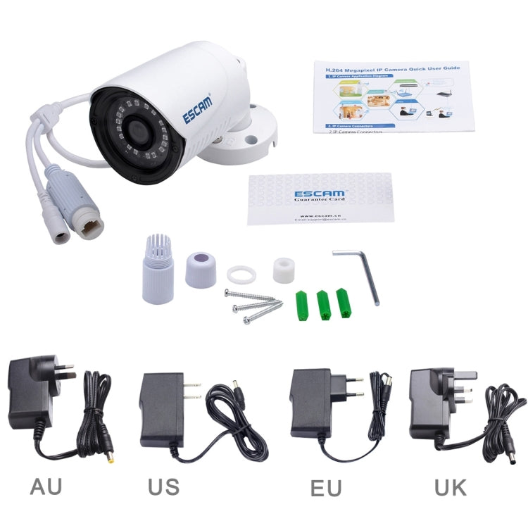 ESCAM ESCAM Plane QE07 HD 720P ONVIF 1/4 inch CMOS 1.0MP Bullet IP Camera, Support Motion Detection / Night Vision, IR Distance: 15m