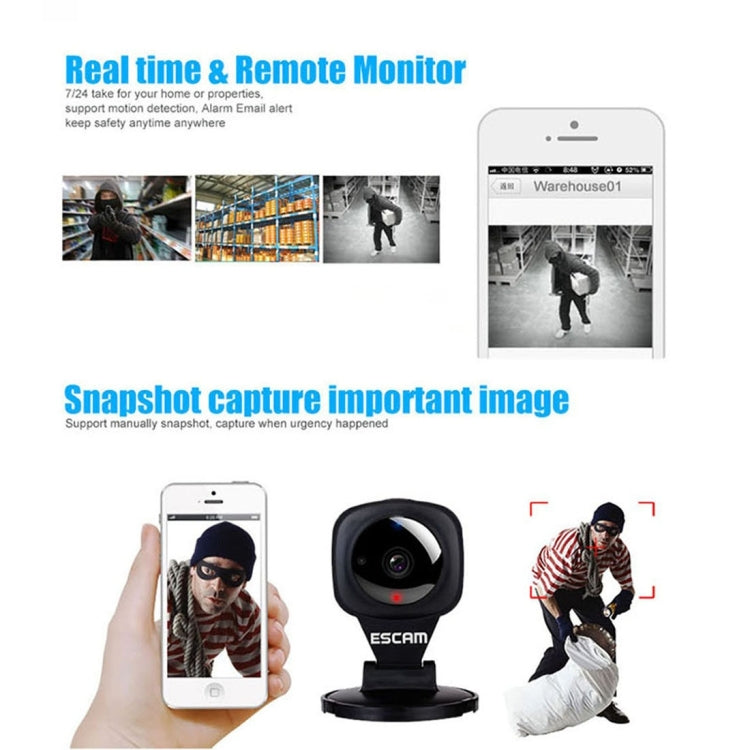 ESCAM Diamond QF506 HD 720P ONVIF 1/4 inch CMOS 1.0MP WiFi IP Camera, Support Motion Detection / Night Vision, IR Distance: 5m