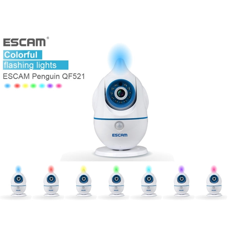 ESCAM Penguin QF521 HD 720P CMOS 1.0MP WiFi IP Camera, Support Motion Detection / Night Vision, IR Distance: 10m