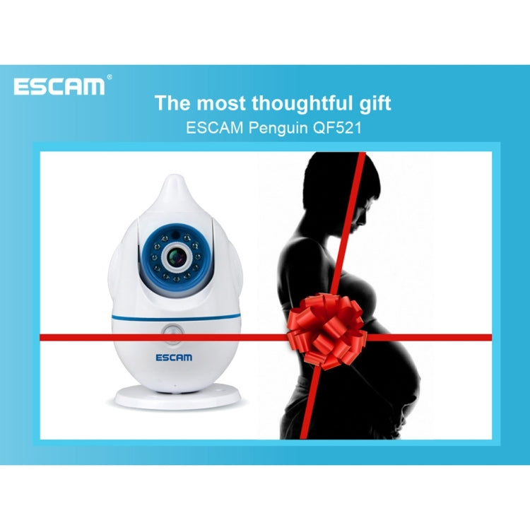 ESCAM Penguin QF521 HD 720P CMOS 1.0MP WiFi IP Camera, Support Motion Detection / Night Vision, IR Distance: 10m