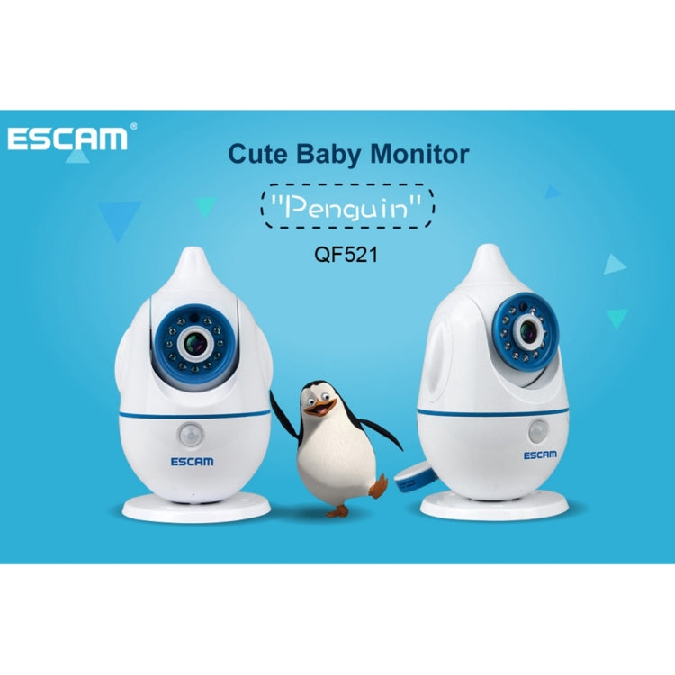 ESCAM Penguin QF521 HD 720P CMOS 1.0MP WiFi IP Camera, Support Motion Detection / Night Vision, IR Distance: 10m