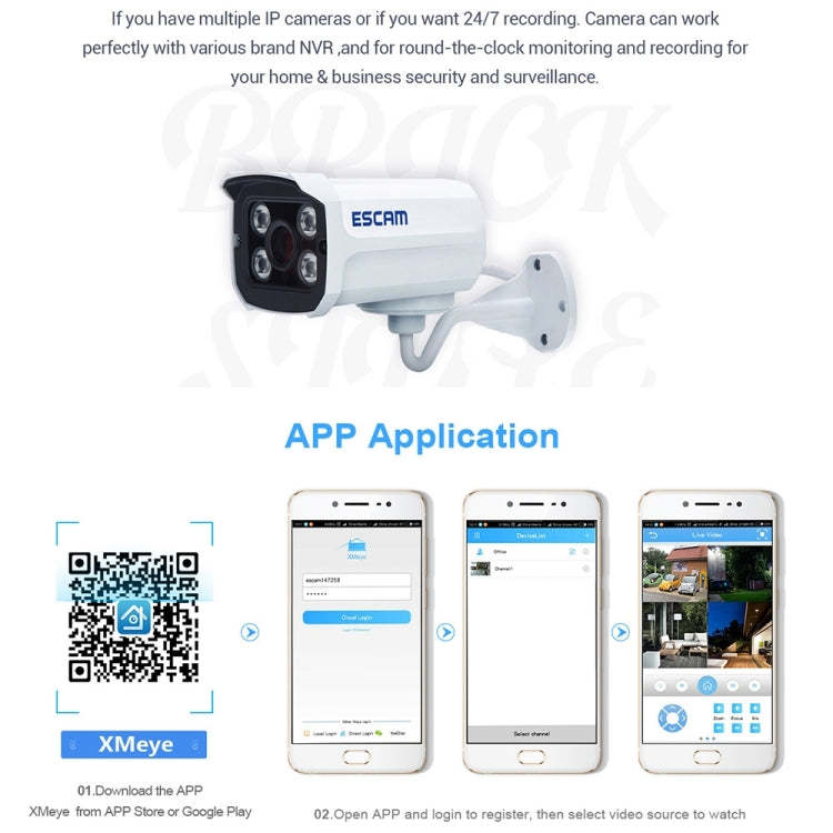 ESCAM QD300 HD 1080P IP66 Waterproof P2P POE IP Camera, Support Night Vision / Motion Detection / ONVIF (White)