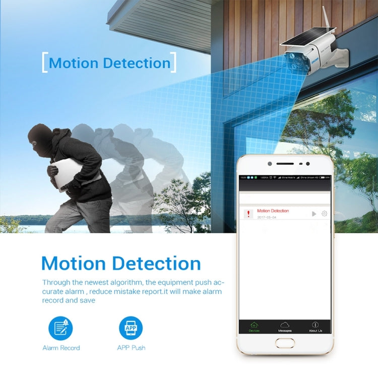 ESCAM QF260 1080P Solar Panel IP66 Waterproof WiFi IP Camera, Support Motion Detection / Night Vision / TF Card / Two-way Audio (White)