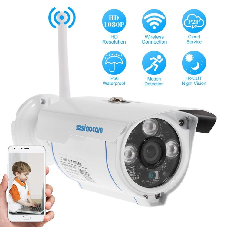 szsinocam SN-IPC-3009FCSW10 HD 720P H.264 1.0 Megapixel WiFi Infrared IP Bullet Camera, Support Night Vision / Motion Detection, IR Distance: 20-30m