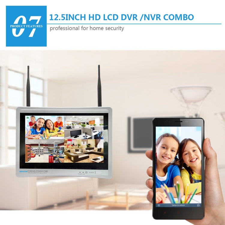 szsinocam SN-NVK-9015 4CH HD 960P 1.3MP 2.4GHz WiFi IP Dome Camera 12.5 inch LCD Screen NVR Kit, IR Distance: 20-30m
