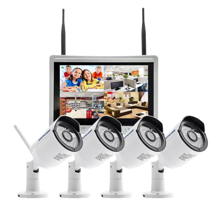 szsinocam SN-NVK-9136 4CH HD 960P 1.3MP 2.4GHz WiFi IP Bullet Camera 12.5 inch LCD Screen NVR Kit, IR Distance: 20-30m