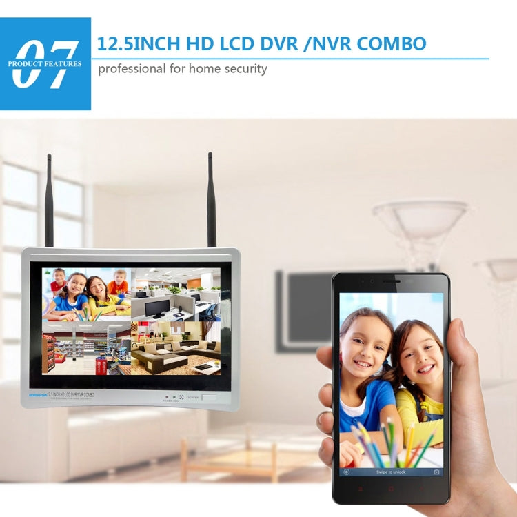 szsinocam SN-NVK-9336 4CH HD 960P 1.3MP 2.4GHz WiFi IP Dome + Bullet Camera  12.5 inch LCD Screen NVR Kit, IR Distance: 20-30m