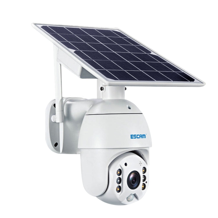 ESCAM QF480 EU Version HD 1080P IP66 Waterproof 4G Solar Panel PT IP Camera without Battery, Support Night Vision / Motion Detection / TF Card / Two Way Audio (White)