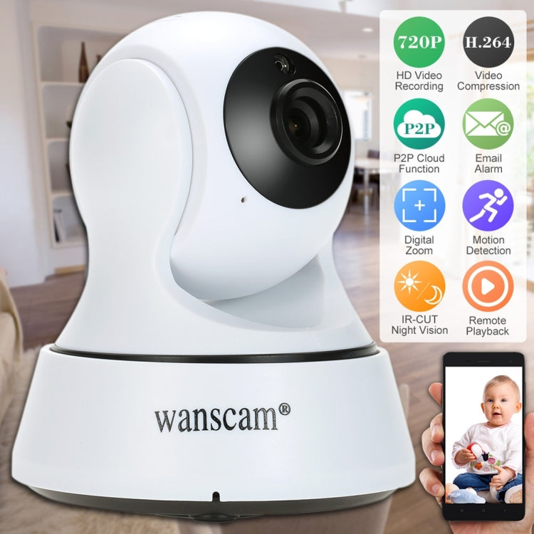 Wanscam HW0036 1.0MP 720P 1/4 inch PTZ P2P WiFi IP Camera, Support Motion Detection / Night Vision, IR Distance: 10m(White)