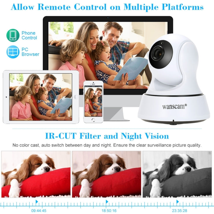 Wanscam HW0036 1.0MP 720P 1/4 inch PTZ P2P WiFi IP Camera, Support Motion Detection / Night Vision, IR Distance: 10m(White)