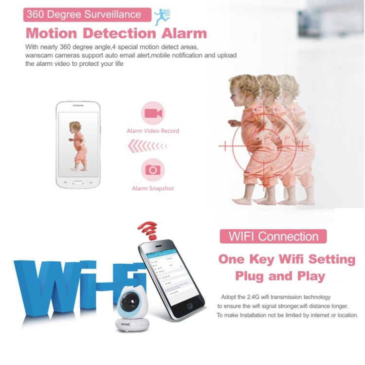 Wanscam HW0048 Baby Monitor 1.0MP 720P 1/4 inch PTZ P2P WiFi IP Camera, Support Motion Detection / Night Vision, IR Distance: 10m