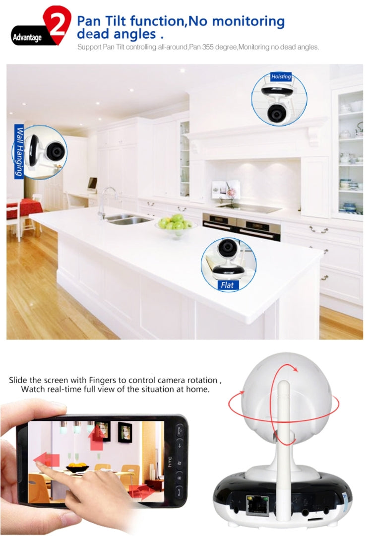 Wanscam HW0051-2 1.0MP 720P 1/4 inch PTZ P2P WiFi IP Camera, Support Motion Detection / Night Vision, IR Distance: 10m(White)