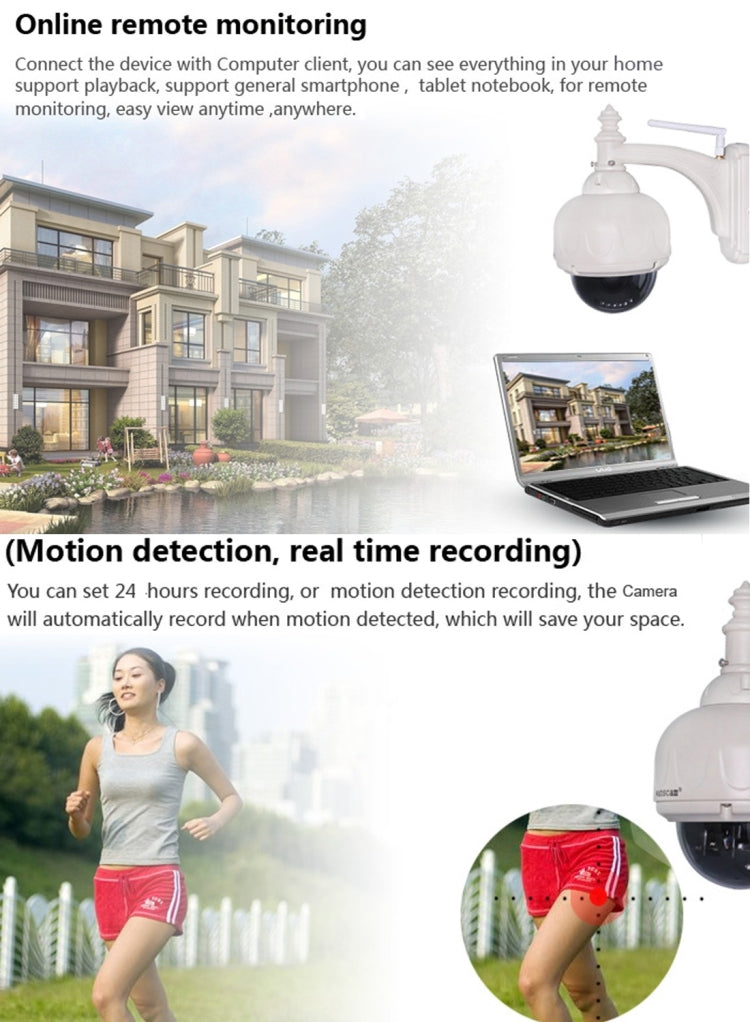 Wanscam HW0028 1.0MP 720P 1/4 inch 5x Optical Zoom Lens Waterproof WiFi IP PTZ Dome Camera,  Night Vision / Motion Detection, IR Distance: 15m