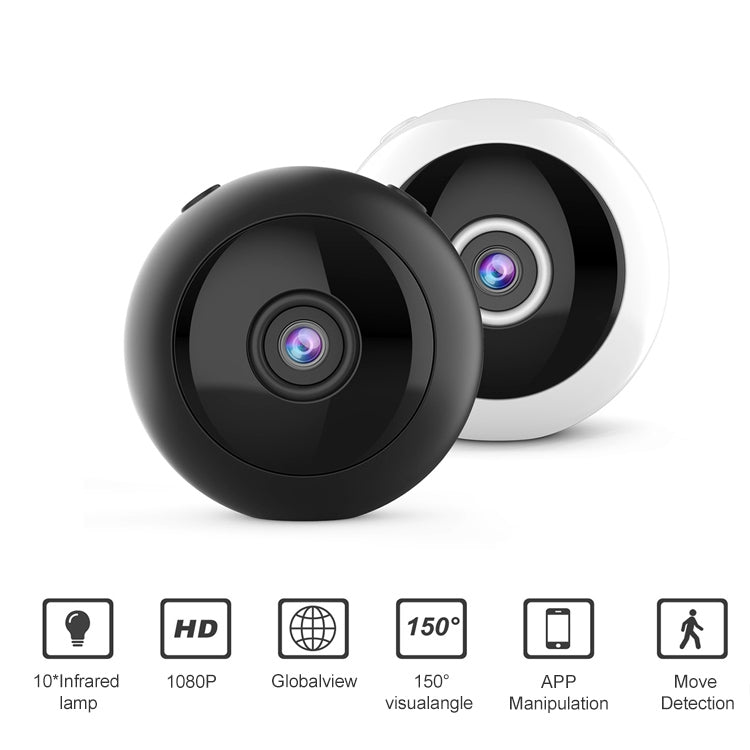 W8 1080P WiFi Mini Camera Baby Monitor, Support 150 Degrees Wide Angle & Motion Detection & Infrared Night Vision & Mobile APP Control