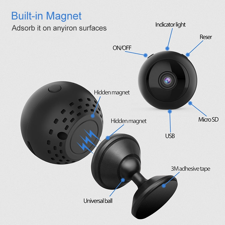 W8 1080P WiFi Mini Camera Baby Monitor, Support 150 Degrees Wide Angle & Motion Detection & Infrared Night Vision & Mobile APP Control