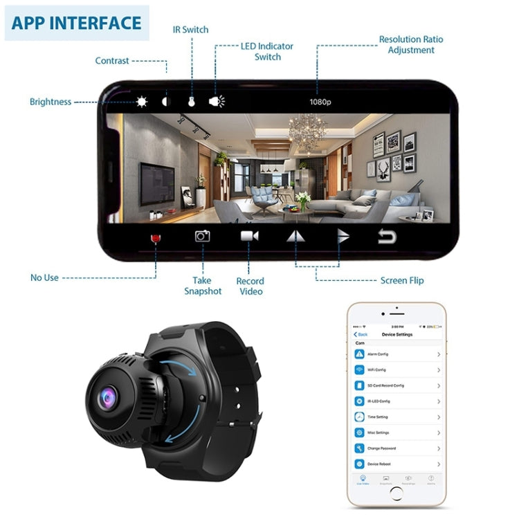 X7 1080P HD Smart Mini Wireless Network Camera, Support 160 Degrees Wide Angle & Motion Detection & Infrared Night Vision & TF Card