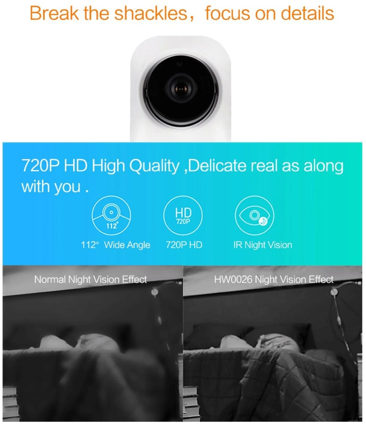 Wanscam HW0026 1.0MP Night Vision IRCUT Digital Zoom Two-way Audio P2P Home IP Camera, Support Motion Detection, IR Distance: 10m(White)