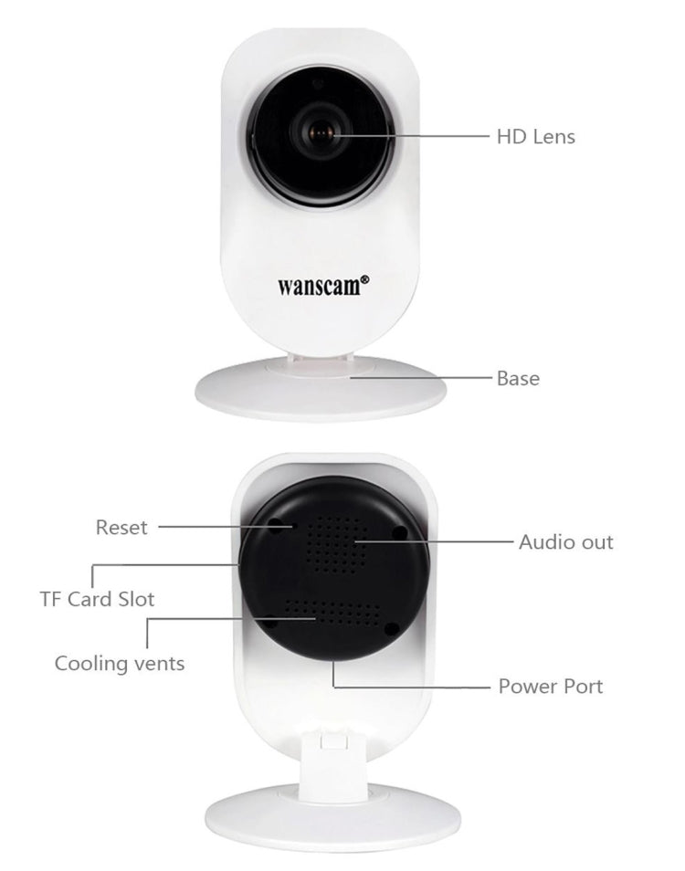 Wanscam HW0026 1.0MP Night Vision IRCUT Digital Zoom Two-way Audio P2P Home IP Camera, Support Motion Detection, IR Distance: 10m(White)