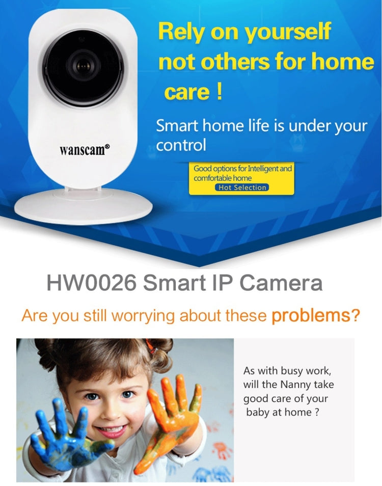 Wanscam HW0026 1.0MP Night Vision IRCUT Digital Zoom Two-way Audio P2P Home IP Camera, Support Motion Detection, IR Distance: 10m(White)