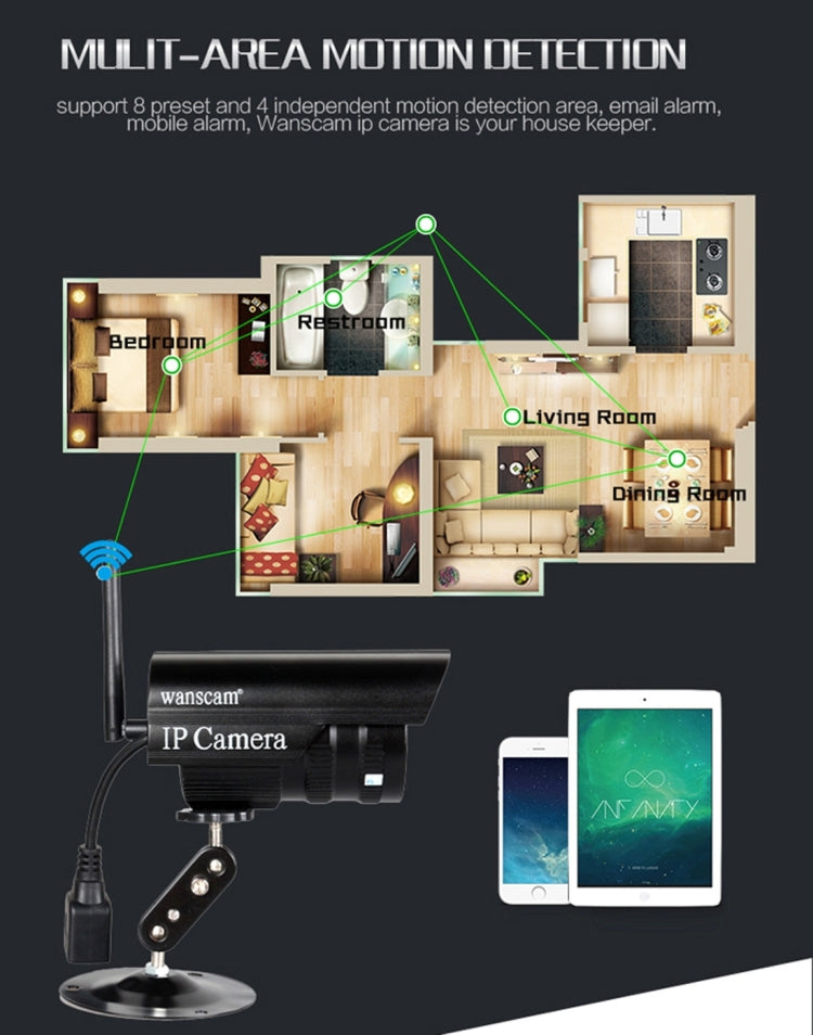 Wanscam HW0052 4.0MP 720P 1/4 inch PTZ P2P WiFi IP Bullet Camera, Support Night Vision / Motion Detection, IR Distance: 20m
