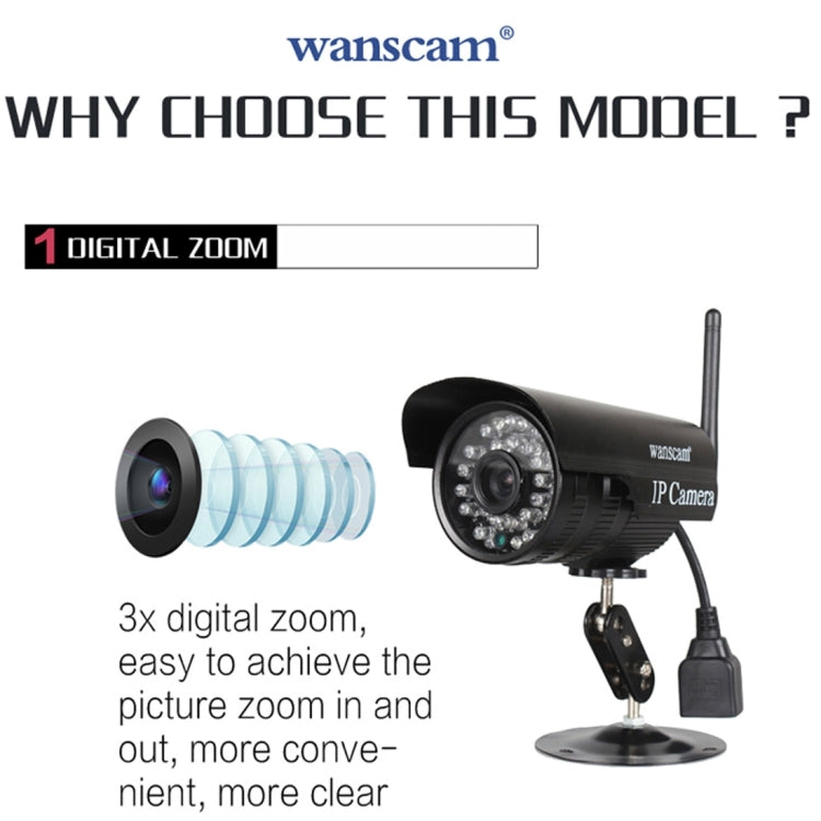 Wanscam HW0052 4.0MP 720P 1/4 inch PTZ P2P WiFi IP Bullet Camera, Support Night Vision / Motion Detection, IR Distance: 20m