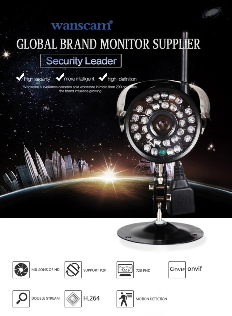 Wanscam HW0052 4.0MP 720P 1/4 inch PTZ P2P WiFi IP Bullet Camera, Support Night Vision / Motion Detection, IR Distance: 20m