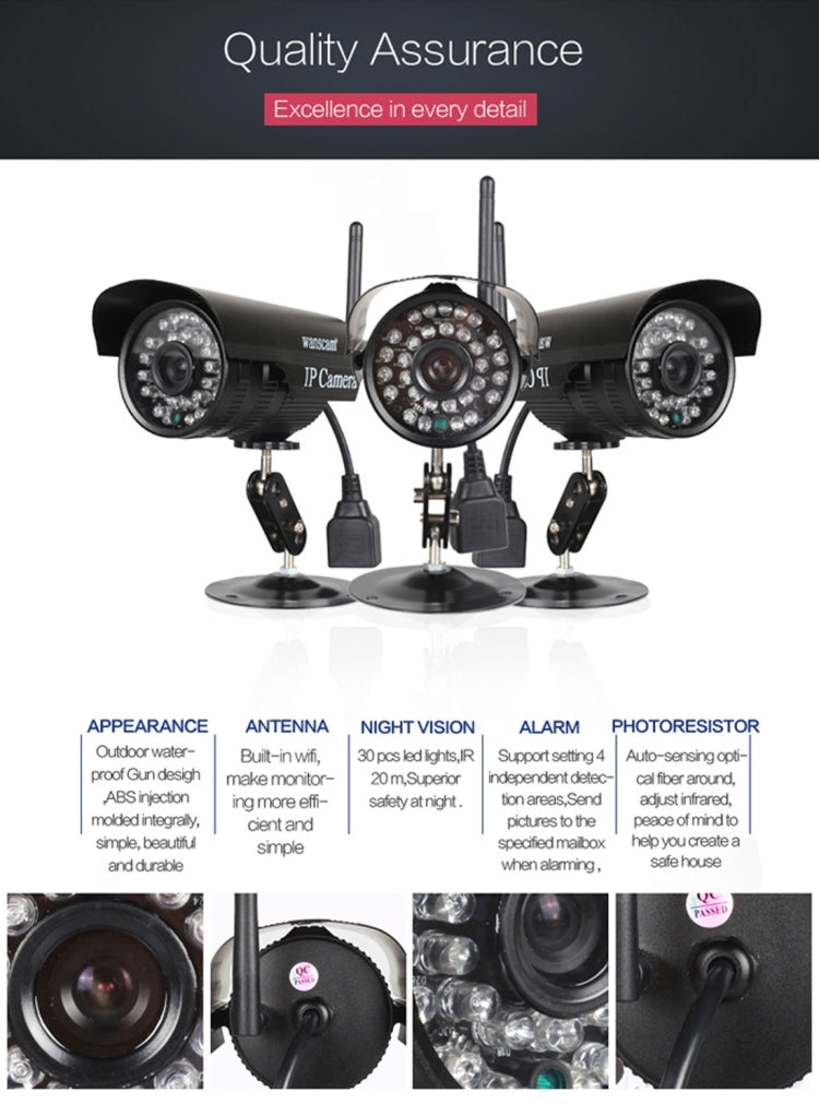 Wanscam HW0052 4.0MP 720P 1/4 inch PTZ P2P WiFi IP Bullet Camera, Support Night Vision / Motion Detection, IR Distance: 20m