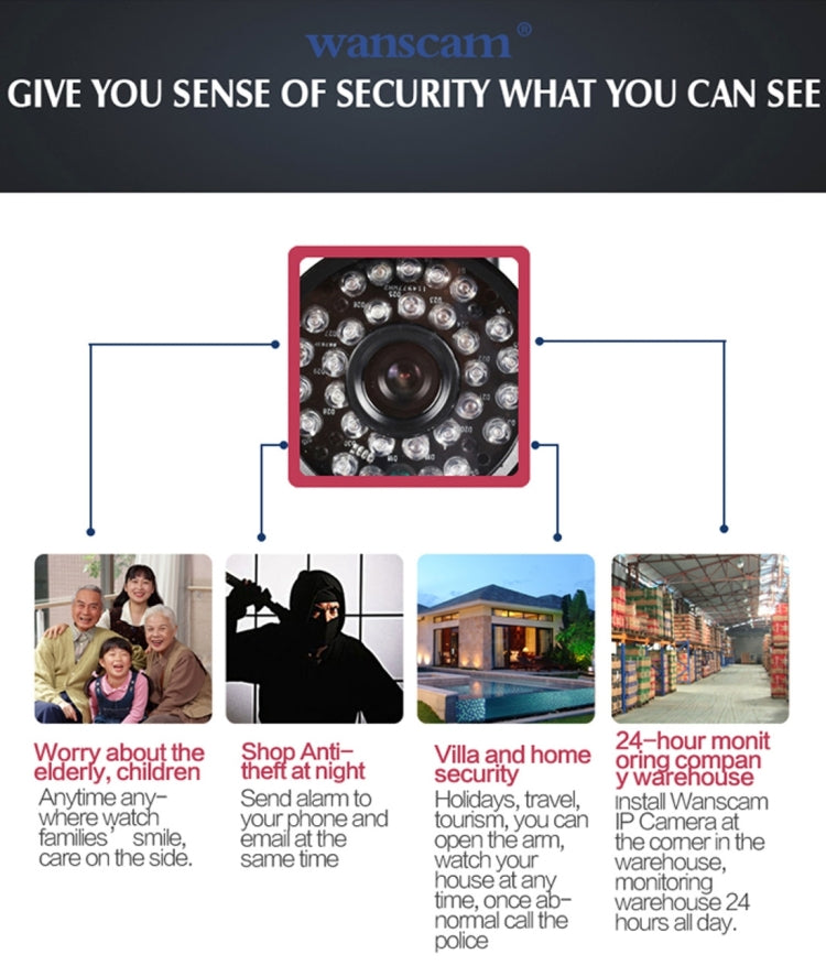 Wanscam HW0052 4.0MP 720P 1/4 inch PTZ P2P WiFi IP Bullet Camera, Support Night Vision / Motion Detection, IR Distance: 20m