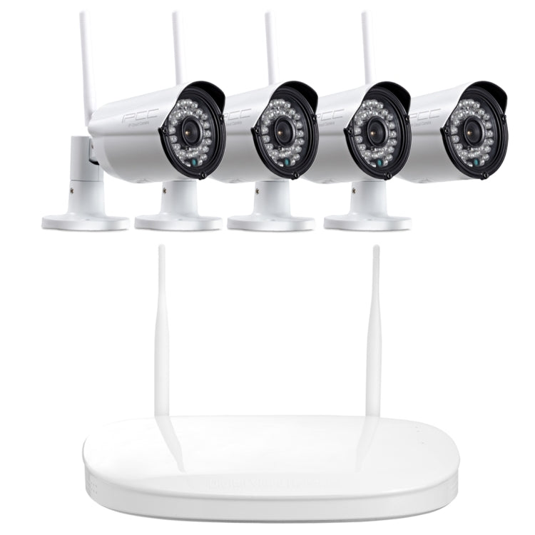IPCC-Kit12 IPCC-N4 4 x Cameras HD 720P P2P 1.0 MP WiFi Wireless IP Security Camera + 4CH NVR Set, Support Monitor Detection & IR Night Vision(White)