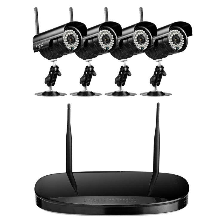 IPCC-Kit15N IPCC-N4 4 x HD 720P P2P 1.0 MP WiFi Wireless IP Security Camera + 4CH NVR Set, Support Monitor Detection & IR Night Vision(Black)