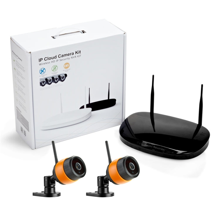 IPCC-KitB16 IPCC-N2 2 x HD 720P P2P 1.0 MP WiFi Wireless IP Security Camera + 4CH NVR Set, Support Monitor Detection & IR Night Vision(Black)