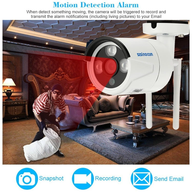 szsinocam SN-IPC-7042SW-SD HD 720P 1.0MP P2P IP Camera Wireless WiFi Smart Security Camera with 8G TF Card, Support Monitor Detection & IR Night Vision & Mobile Phone Remote Control(White)