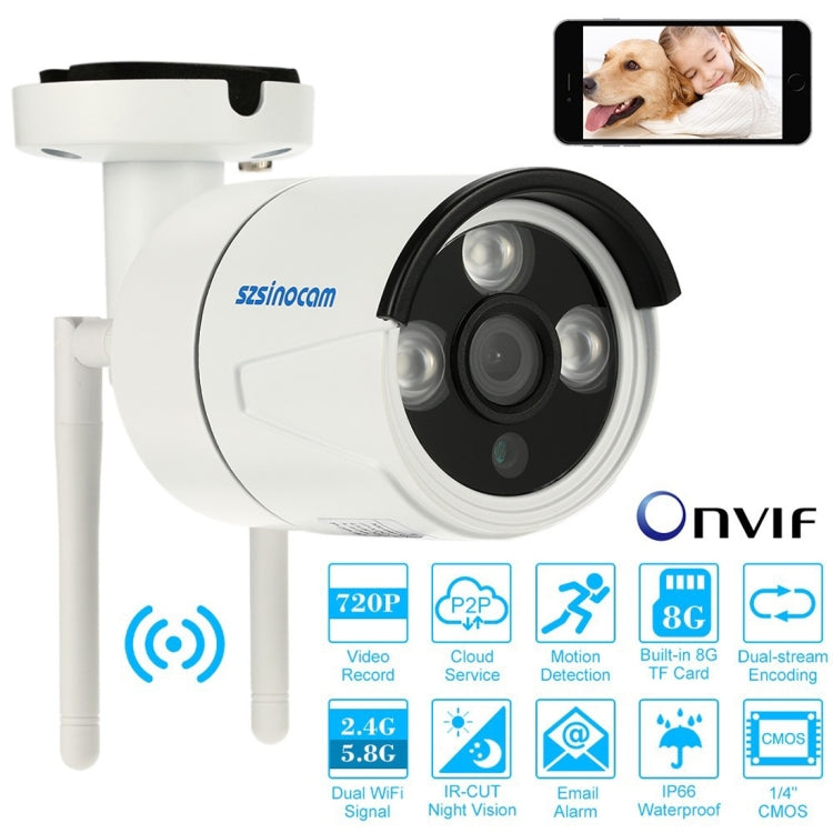 szsinocam SN-IPC-7042SW-SD HD 720P 1.0MP P2P IP Camera Wireless WiFi Smart Security Camera with 8G TF Card, Support Monitor Detection & IR Night Vision & Mobile Phone Remote Control(White)